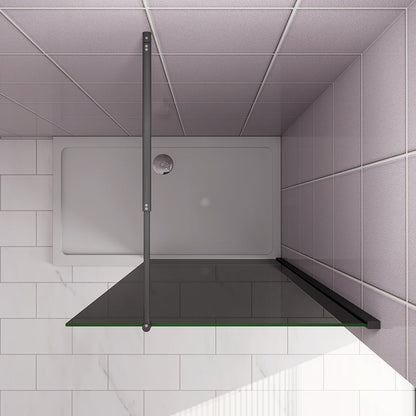 140 H.200 cm Walk in Duschwänd Schwarz Schutzfolie mit Stabilisationsstange 70-120cm für badezimmer