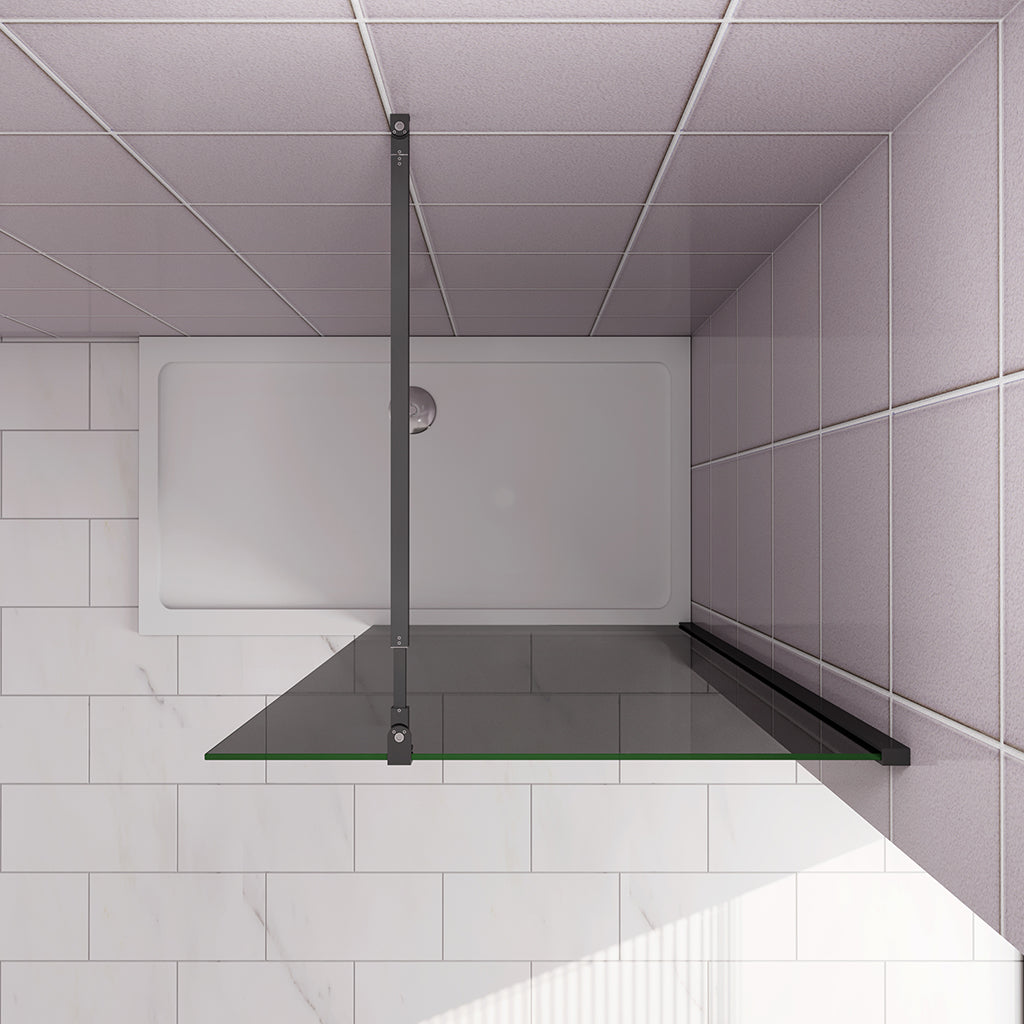 140 H.200 cm Walk in Duschwand Schwarz Schutzfolie mit Stabilisationsstange 73-120cm für badezimmer