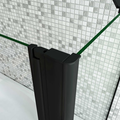 140 Höhe Duschabtrennung Badewannenaufsätz duschwand 120 Seitenwand 70 cm Schwarz