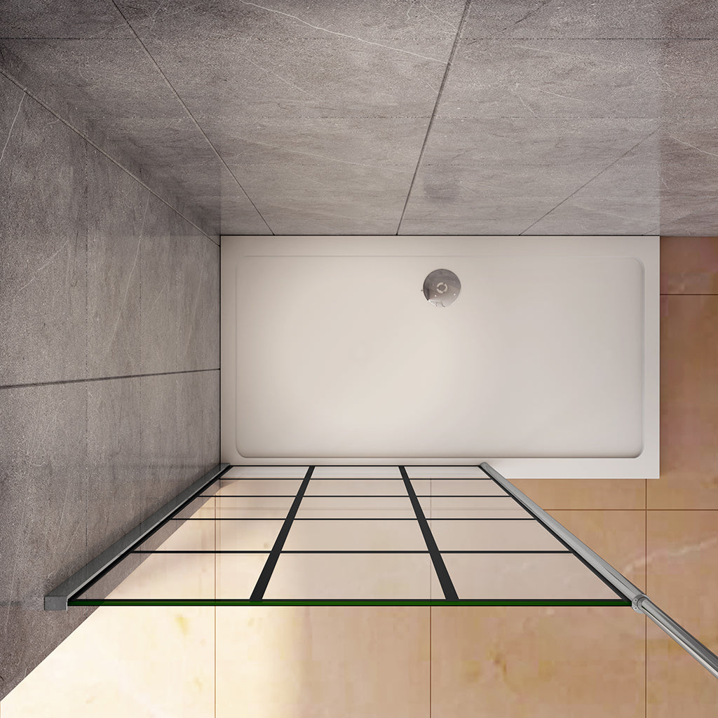 1400 H.2000 mm Walk in Duschwand Gittermuster mit Stabilisationsstange