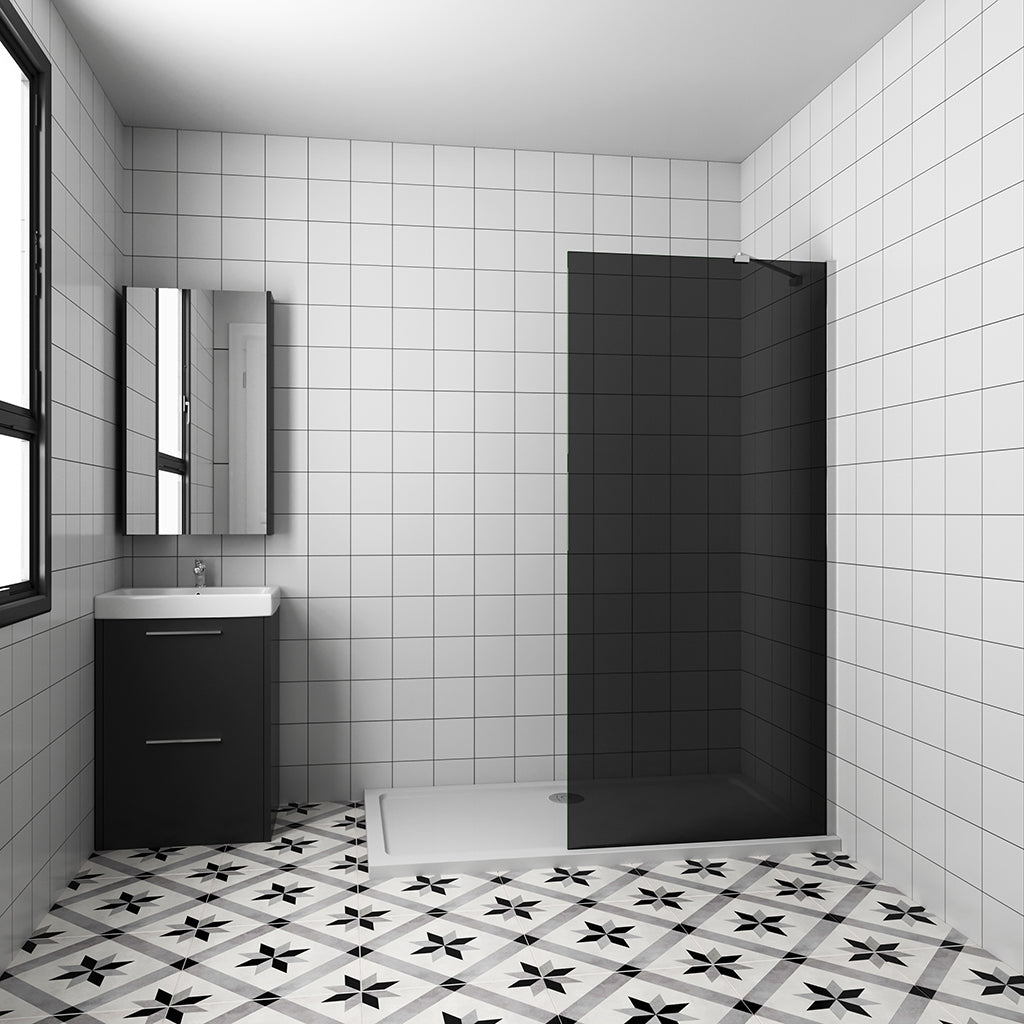 1400 H.2000 mm Walk in Duschwänd Schwarz Schutzfolie mit Stabilisationsstange 450mm badezimmer ideen