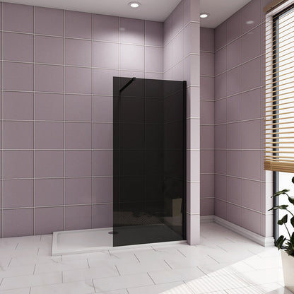 1400 H.2000 mm Walk in Duschwänd Schwarz Schutzfolie mit Stabilisationsstange 730-1200mm