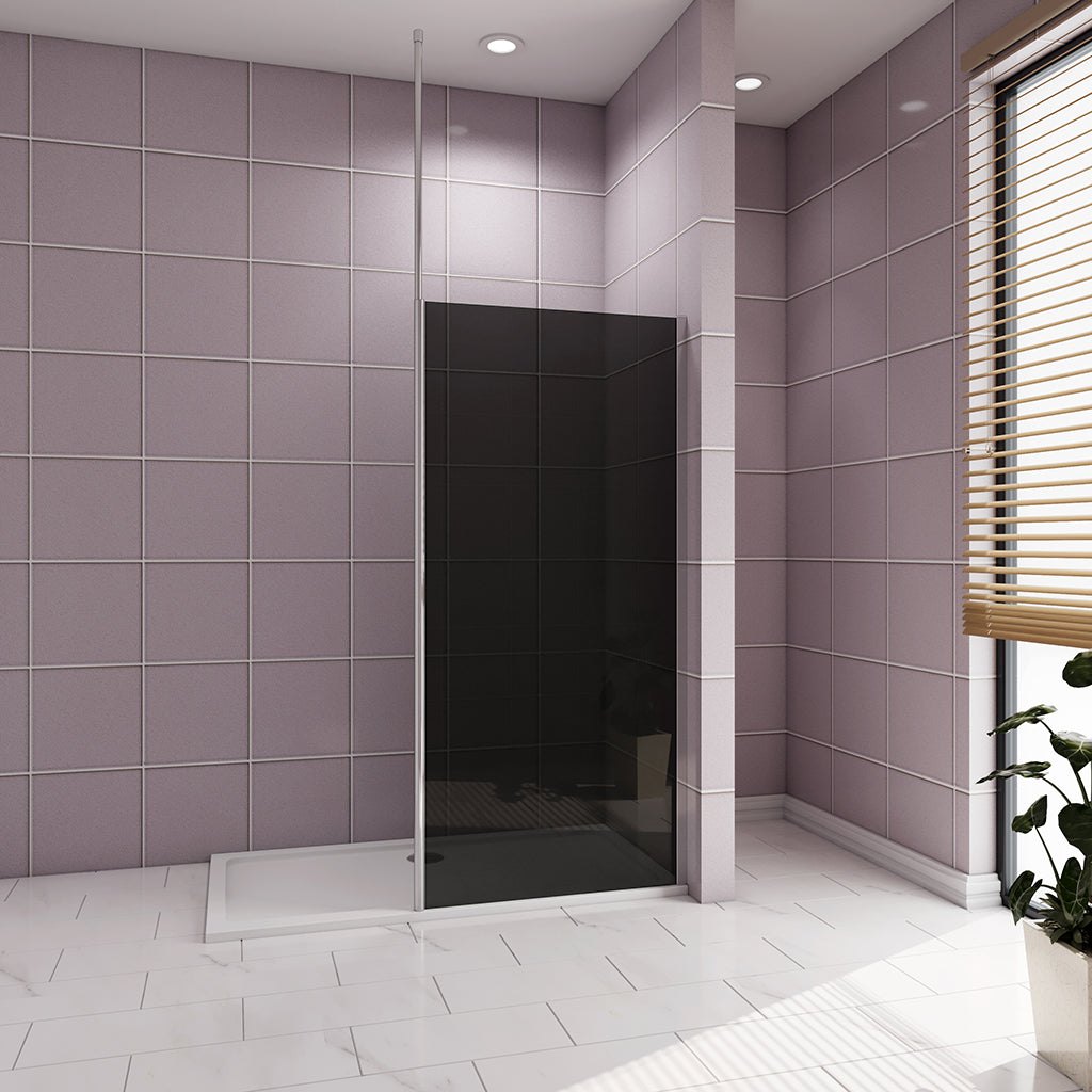 1400 H.2000 mm Walk in Duschwand Schwarz Schutzfolie mit Stabilisationsstange