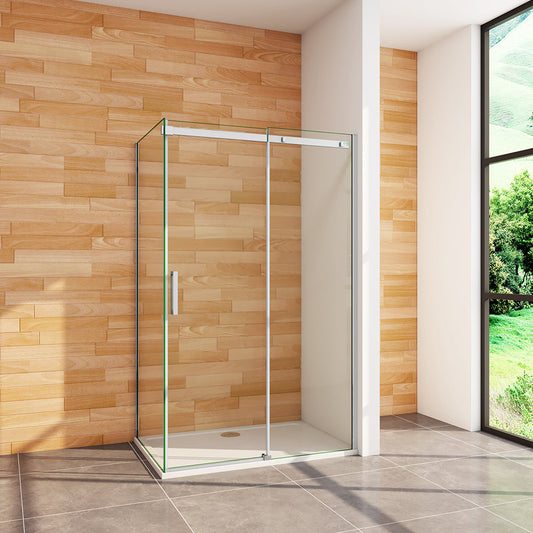 1400x800 H.1950 mm Schiebetür mit Seitenwand Duschtasse Ablaufgarnitur für badezimmer