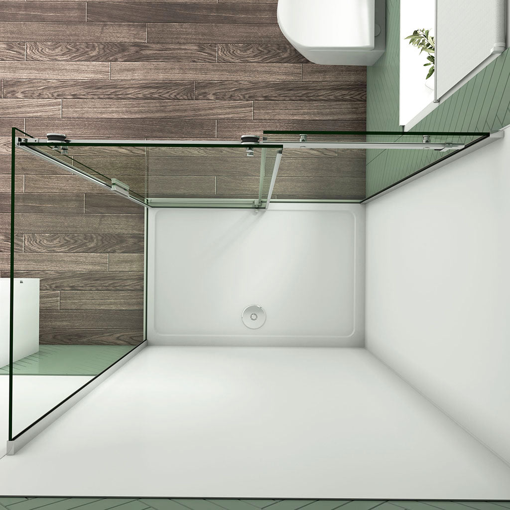 140x70 H.195 cm Schiebetür mit Seitenwand Duschtasse Wandverkleidung für badezimmer