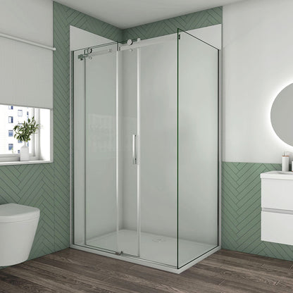 1500x800 H.1950 mm Schiebetür mit Seitenwand Duschtasse Ablaufgarnitur Wandverkleidung für badezimmer