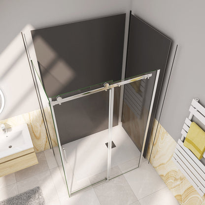 155x80 H.195 cm Schiebetür mit Seitenwand Wandverkleidung badezimmer ideen