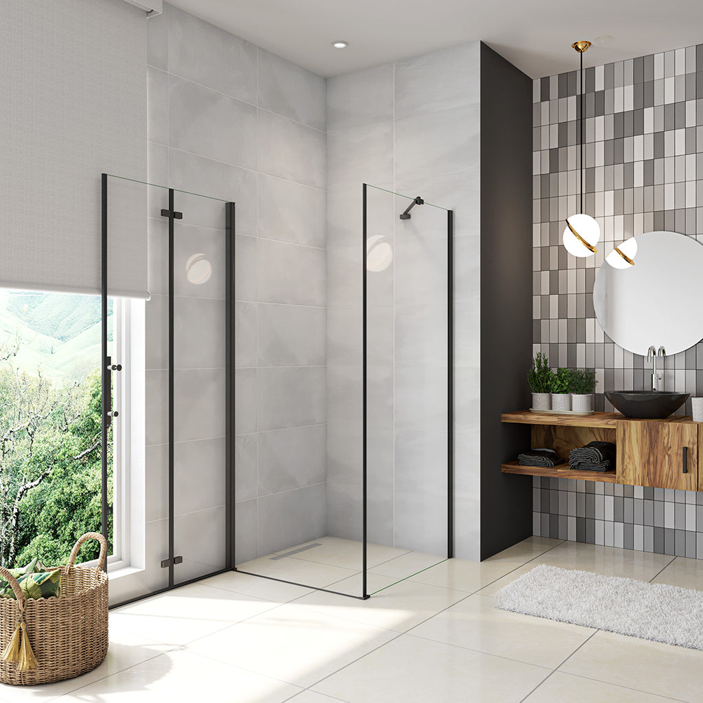 185 Höhe Glasduschwand Falttür 100 mit Seitenwand 70 cm