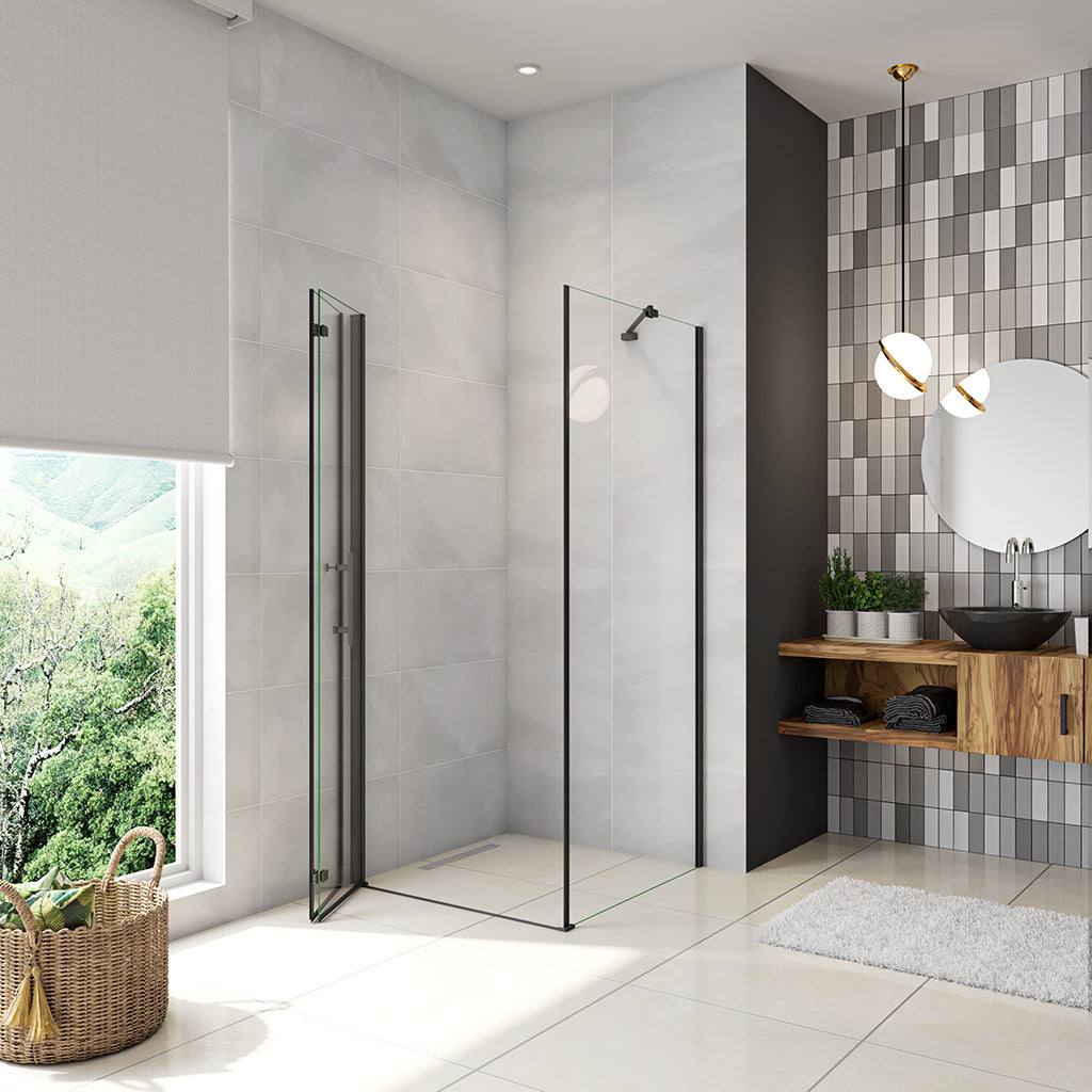 185 Höhe Glasduschwand Falttür mit Seitenwand 120x70 cm für badezimmer