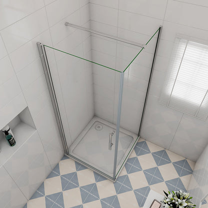 195 Höhe Glasdusche Drehtür 90 mit Seitenwand 70 cm Duschtasse