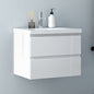 Badezimmermöbel 60cm Mineralguss Waschtisch mit Unterschrank Badmöbel set Badezimmerschränke mit 2 Soft-Close Schubladen Hochglanz Weiß