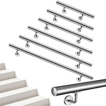 OZEAN Edelstahl Wandhandlauf Set - Silber - 80cm bis 200cm | Treppengeländer für Innen & Außen