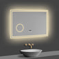 LED Badspiegel 100x60 cm Bluetooth Uhr 3-Facher Schminkspiegel TOUCH Anti-Beschlag  Kalt/Neutral/Warmweiß ,Dimmbar