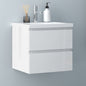 Badezimmermöbel 50cm Mineralguss Waschtisch mit Unterschrank Badmöbel set Badezimmerschränke mit 2 Soft-Close Schubladen Hochglanz Weiß