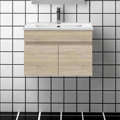Badmöbel Set 60 cm Eiche Waschbecken mit Unterschrank Soft-Close