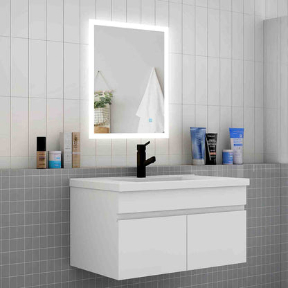 Badmöbel Set 80 cm Weiß Waschbecken mit Unterschrank Soft-Close