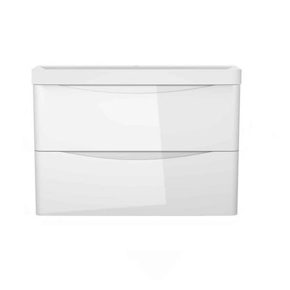 Badmöbel Set 80 cm  Vormontiert Weiß Waschbecken mit Unterschrank inkl. 2-Schubladen Soft-Close Funktion