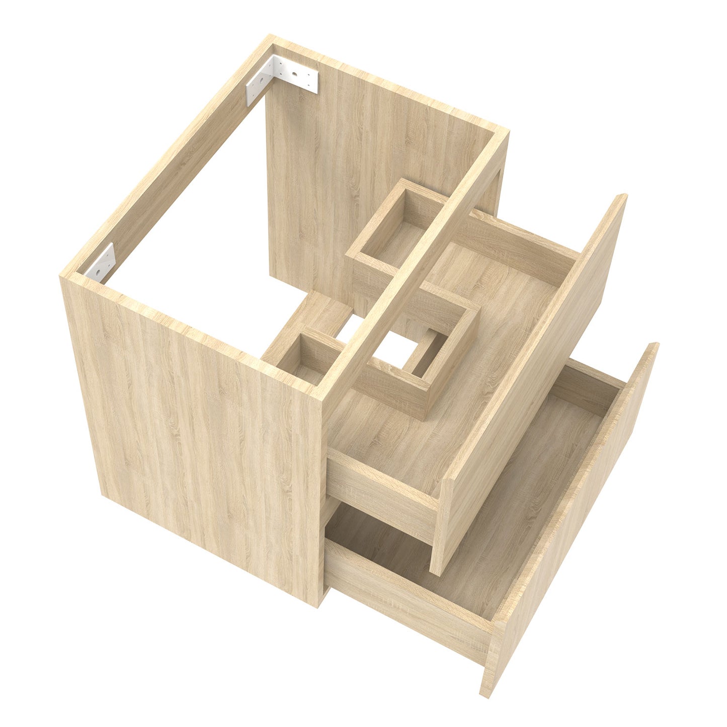 Badezimmermöbel 50cm Mineralguss Waschtisch mit Unterschrank Badmöbel set Badezimmerschränke mit 2 Soft-Close Schubladen Eiche Matt