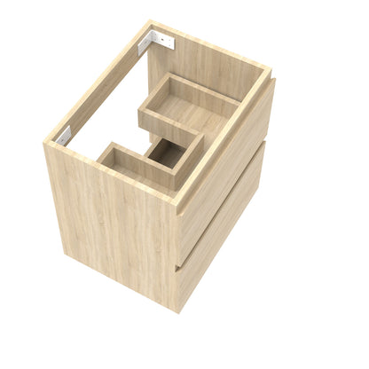 Badezimmermöbel 50cm Mineralguss Waschtisch mit Unterschrank Badmöbel set Badezimmerschränke mit 2 Soft-Close Schubladen Eiche Matt