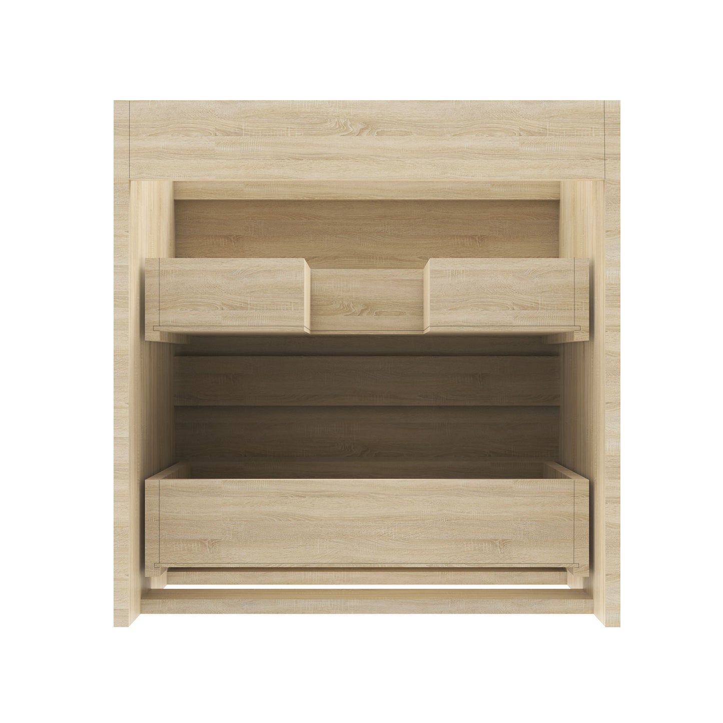 Badezimmermöbel 50cm Mineralguss Waschtisch mit Unterschrank Badmöbel set Badezimmerschränke mit 2 Soft-Close Schubladen Eiche Matt