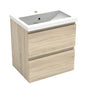 Badezimmermöbel 50cm Mineralguss Waschtisch mit Unterschrank Badmöbel set Badezimmerschränke mit 2 Soft-Close Schubladen Eiche Matt