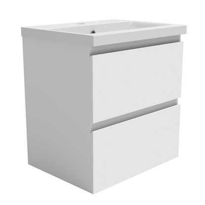 Badezimmermöbel 50cm Keramik Waschtisch mit Unterschrank Badmöbel set Badezimmerschränke mit 2 Soft-Close Schubladen Weiß Matt