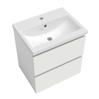 Badezimmermöbel 50cm Keramik Waschtisch mit Unterschrank Badmöbel set Badezimmerschränke mit 2 Soft-Close Schubladen Weiß Matt