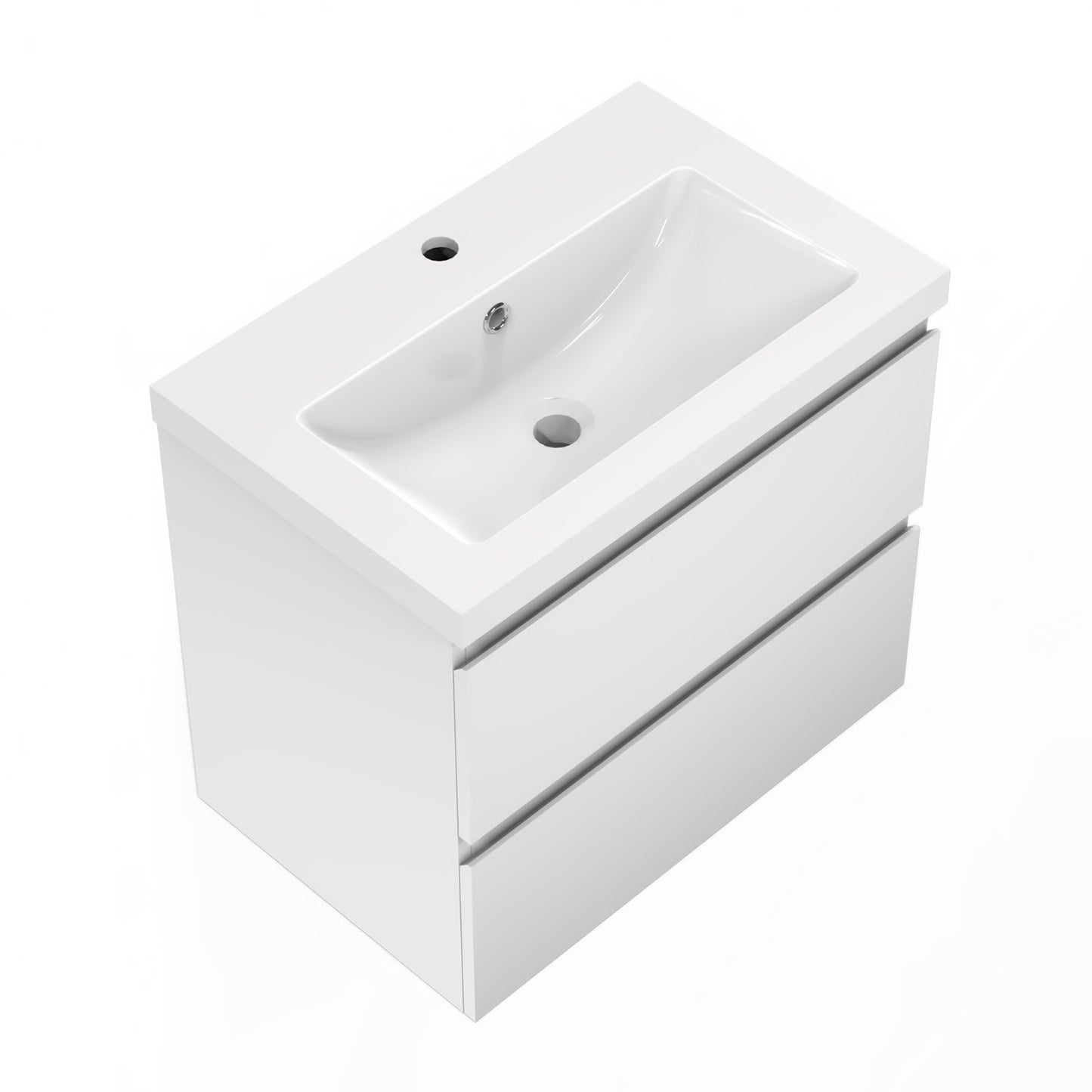 Badezimmermöbel 50cm Mineralguss Waschtisch mit Unterschrank Badmöbel set Badezimmerschränke mit 2 Soft-Close Schubladen Weiß Matt
