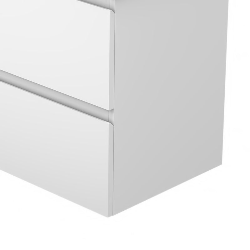 Badezimmermöbel 50cm Mineralguss Waschtisch mit Unterschrank Badmöbel set Badezimmerschränke mit 2 Soft-Close Schubladen Weiß Matt