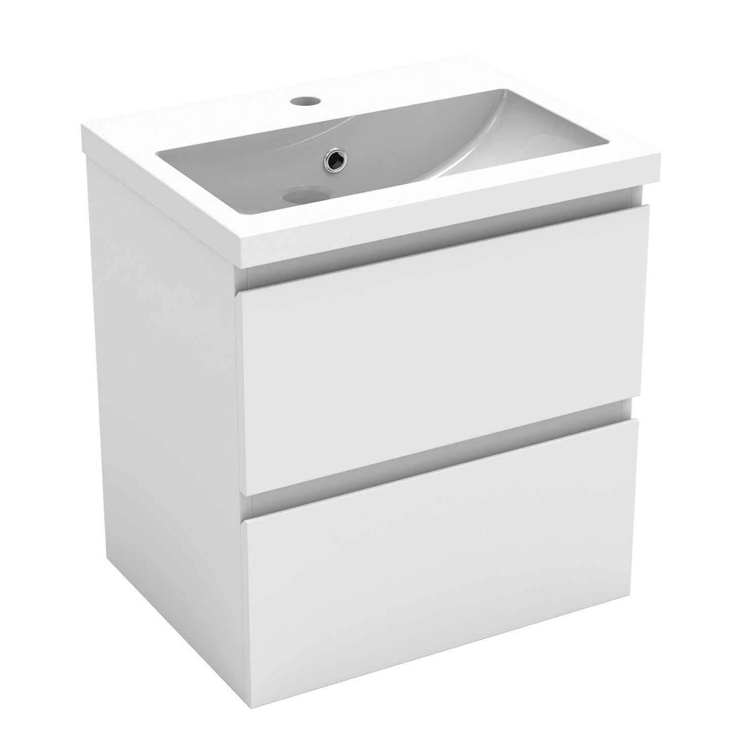 Badezimmermöbel 50cm Mineralguss Waschtisch mit Unterschrank Badmöbel set Badezimmerschränke mit 2 Soft-Close Schubladen Weiß Matt