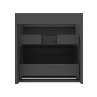 Badezimmermöbel 50cm Mineralguss Waschtisch mit Unterschrank Badmöbel set Badezimmerschränke mit 2 Soft-Close Schubladen Dunkelgrau Matt