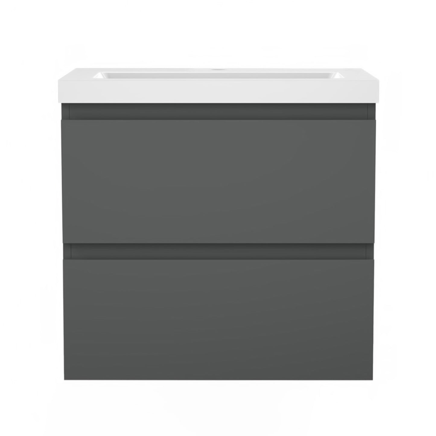 Badezimmermöbel 50cm Mineralguss Waschtisch mit Unterschrank Badmöbel set Badezimmerschränke mit 2 Soft-Close Schubladen Dunkelgrau Matt