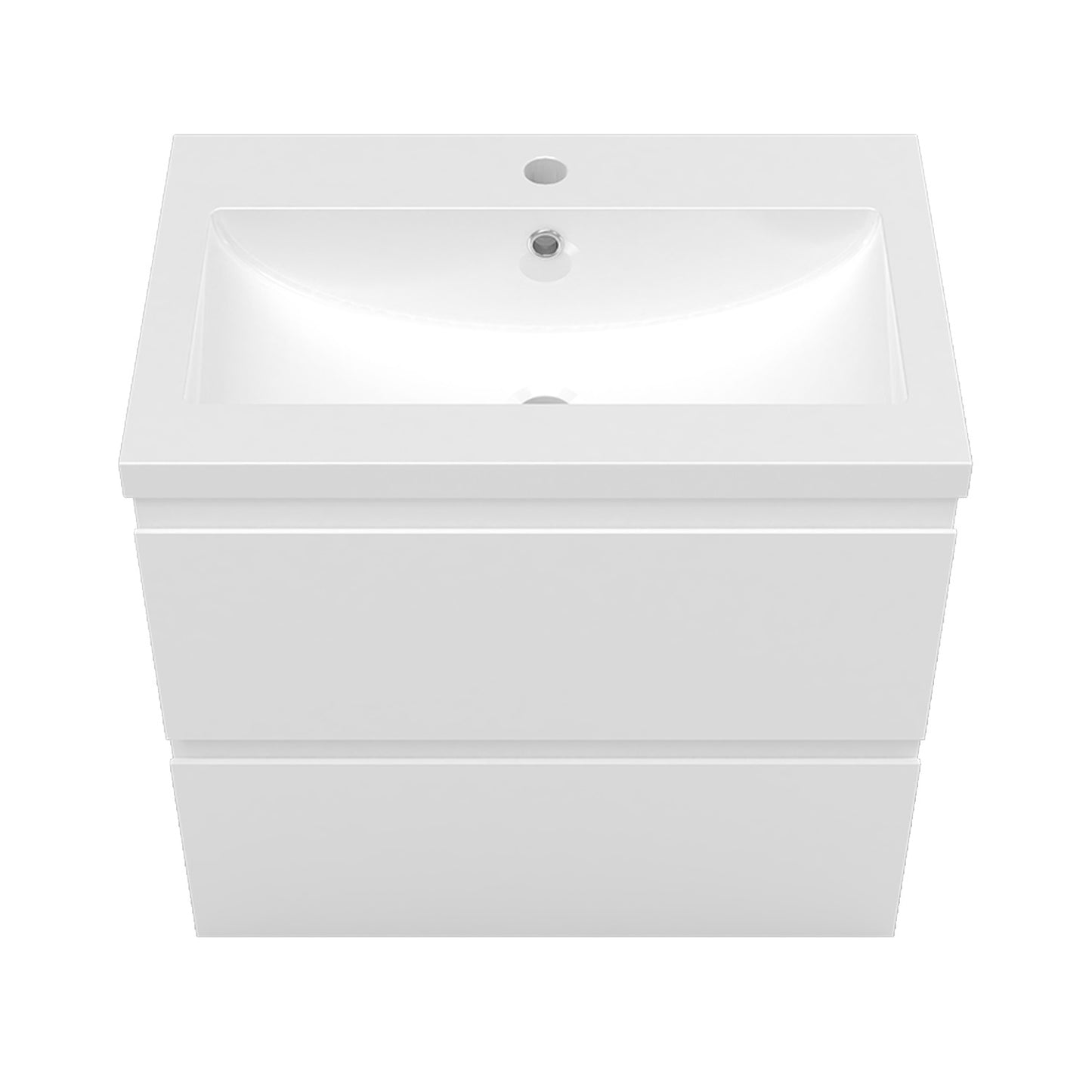 Badezimmermöbel 60cm Mineralguss Waschtisch mit Unterschrank Badmöbel set Badezimmerschränke mit 2 Soft-Close Schubladen Weiß Matt