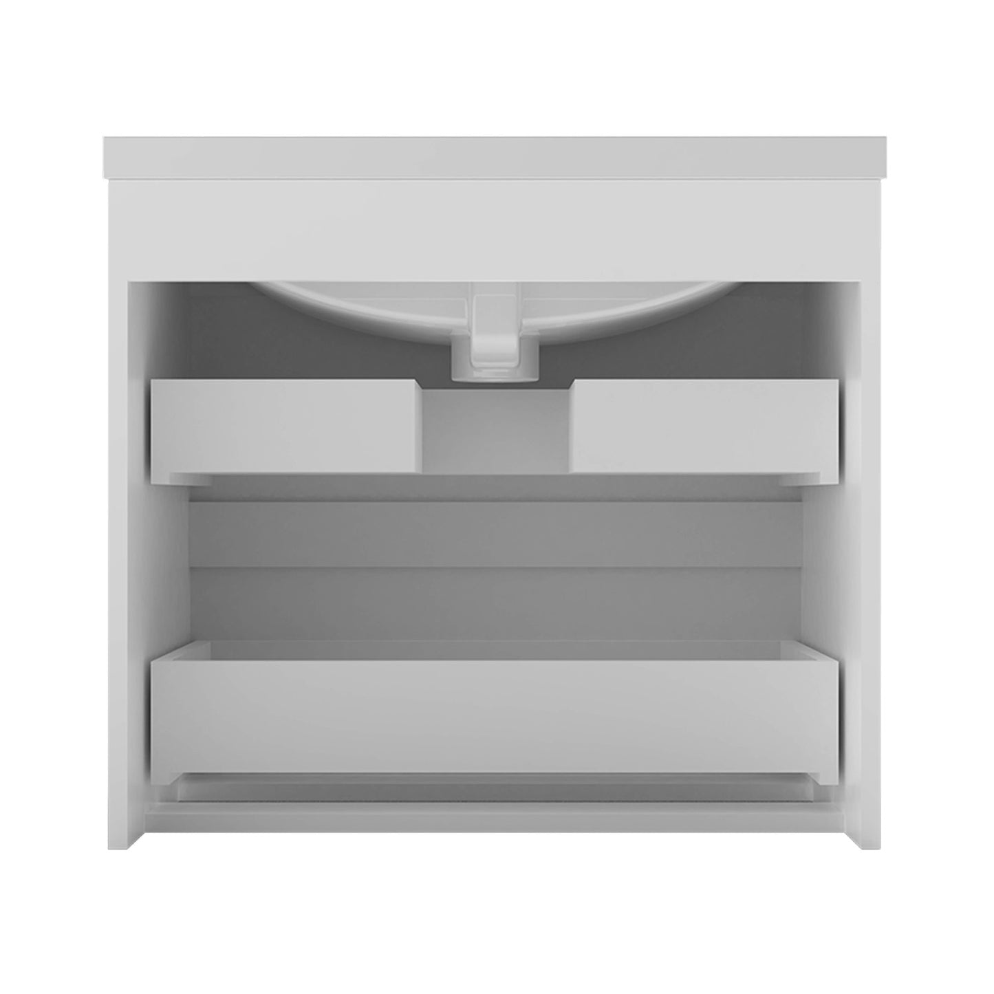 Badezimmermöbel 60cm Mineralguss Waschtisch mit Unterschrank Badmöbel set Badezimmerschränke mit 2 Soft-Close Schubladen Weiß Matt