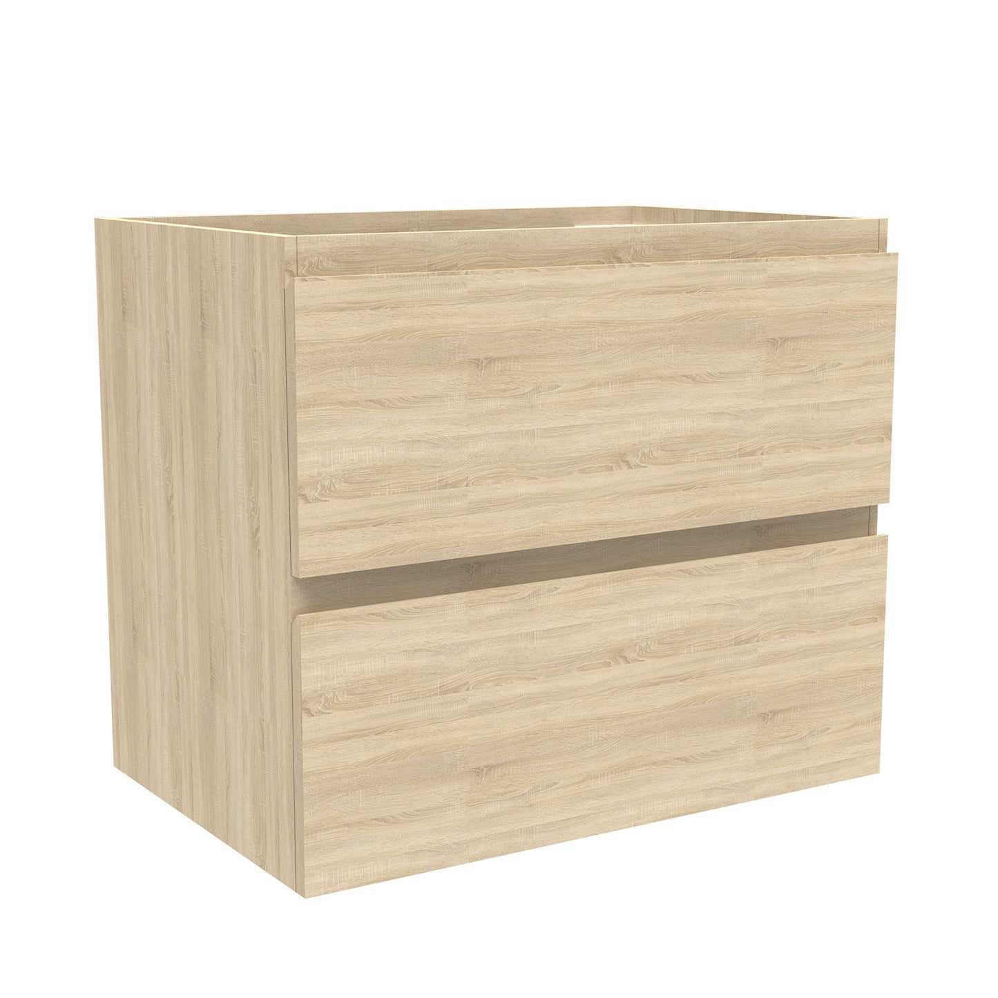 Badezimmermöbel 60cm Schwarz Mineralguss Waschtisch mit Unterschrank Badmöbel set Badezimmerschränke mit 2 Soft-Close Schubladen Eiche Matt