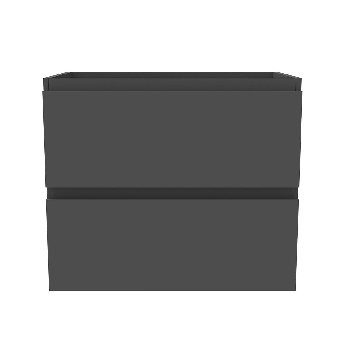 Badezimmermöbel 60cm Schwarz Mineralguss Waschtisch mit Unterschrank Badmöbel set Badezimmerschränke mit 2 Soft-Close Schubladen Dunkelgrau Matt