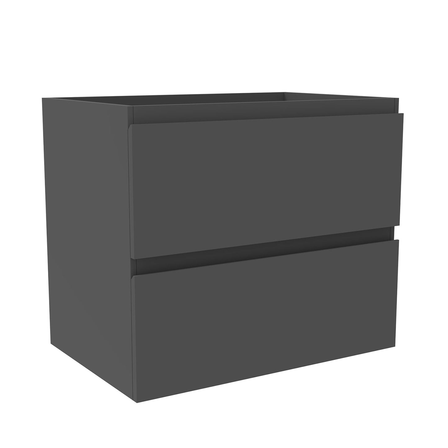 Badezimmermöbel 60cm Schwarz Mineralguss Waschtisch mit Unterschrank Badmöbel set Badezimmerschränke mit 2 Soft-Close Schubladen Dunkelgrau Matt