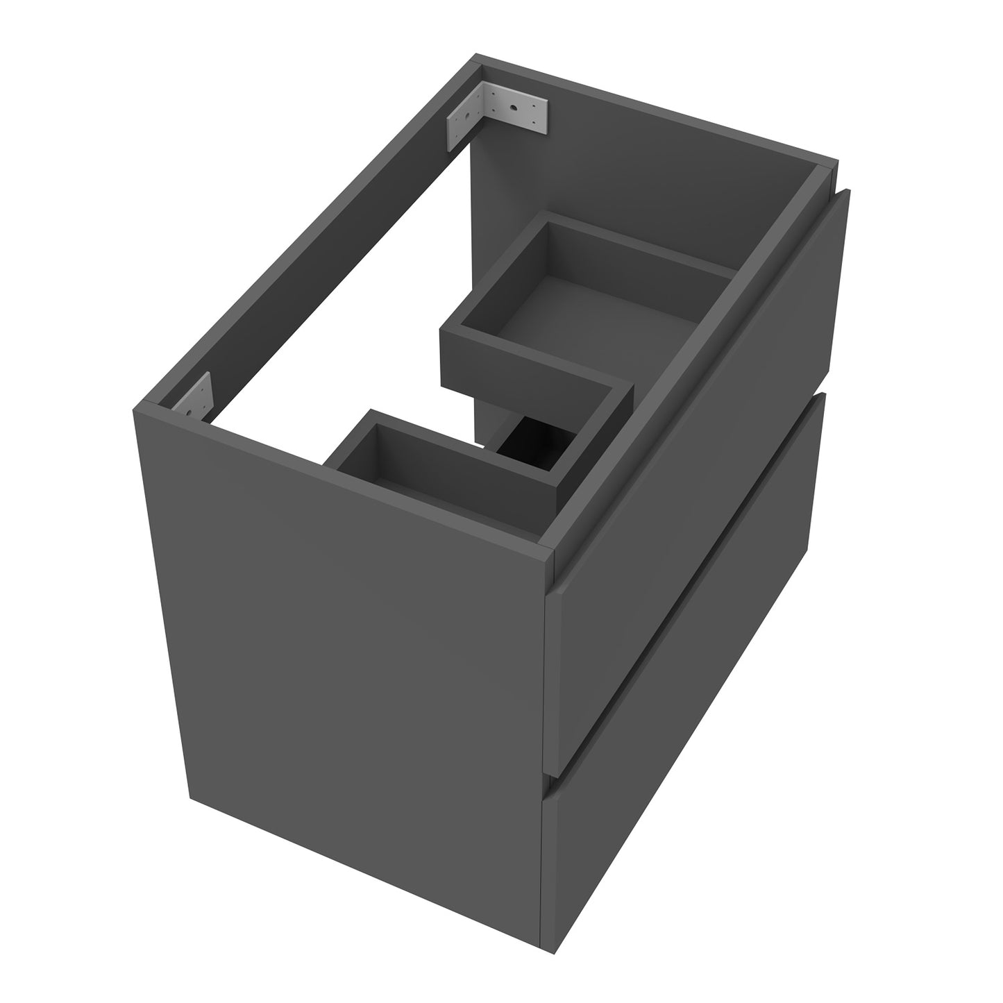 Badezimmermöbel 60cm Schwarz Mineralguss Waschtisch mit Unterschrank Badmöbel set Badezimmerschränke mit 2 Soft-Close Schubladen Dunkelgrau Matt