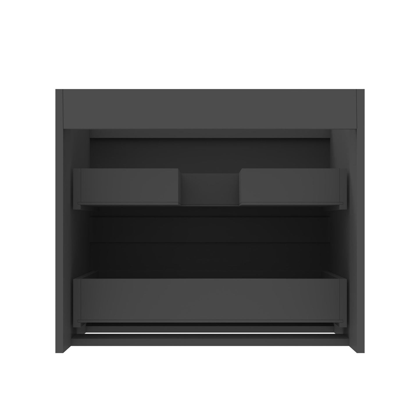 Badezimmermöbel 60cm Schwarz Mineralguss Waschtisch mit Unterschrank Badmöbel set Badezimmerschränke mit 2 Soft-Close Schubladen Dunkelgrau Matt