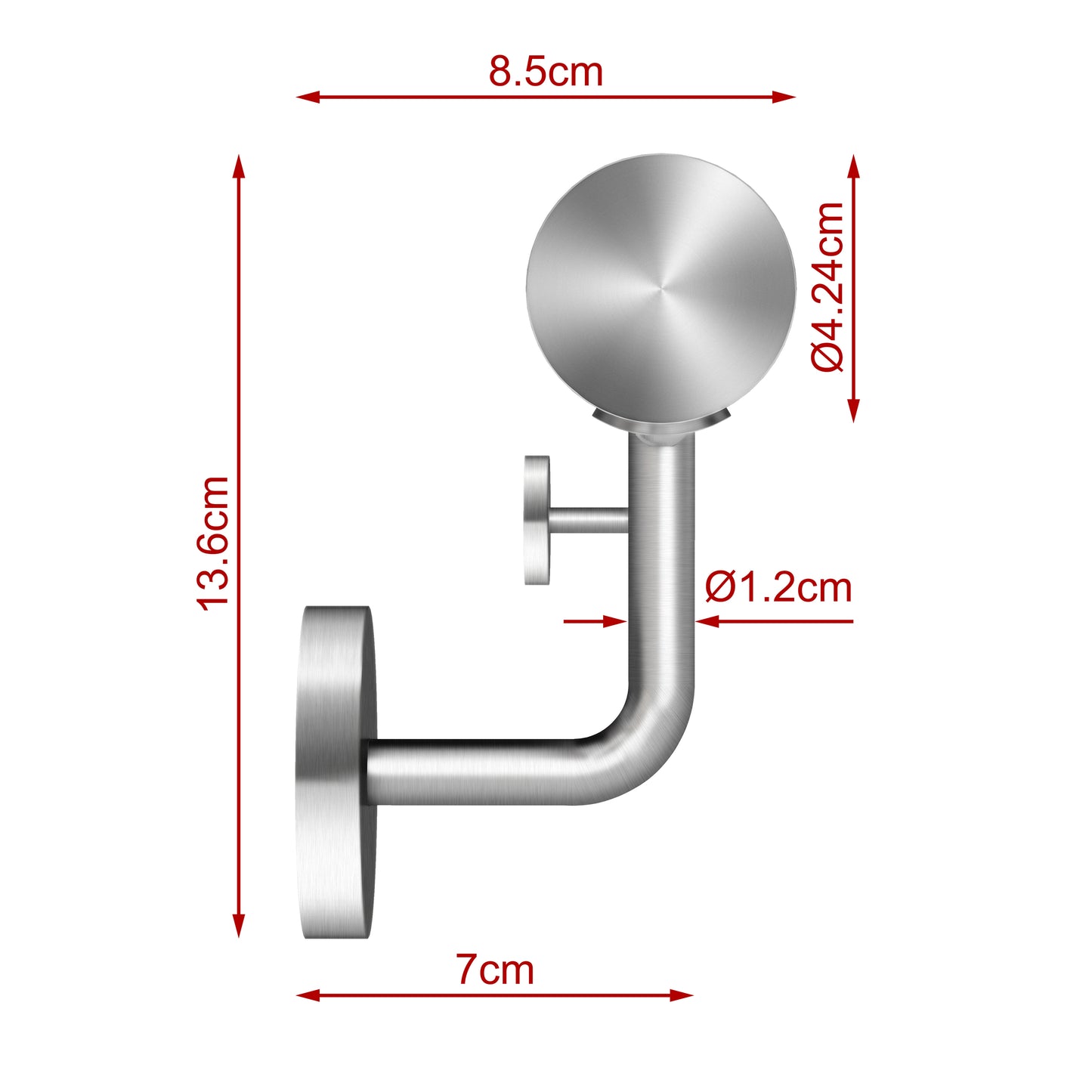 OZEAN Wandhandlauf Edelstahl 80-240 cm | 3mm verstärkte Lasche & 5mm Basis | Silber/Schwarz/Holzoptik