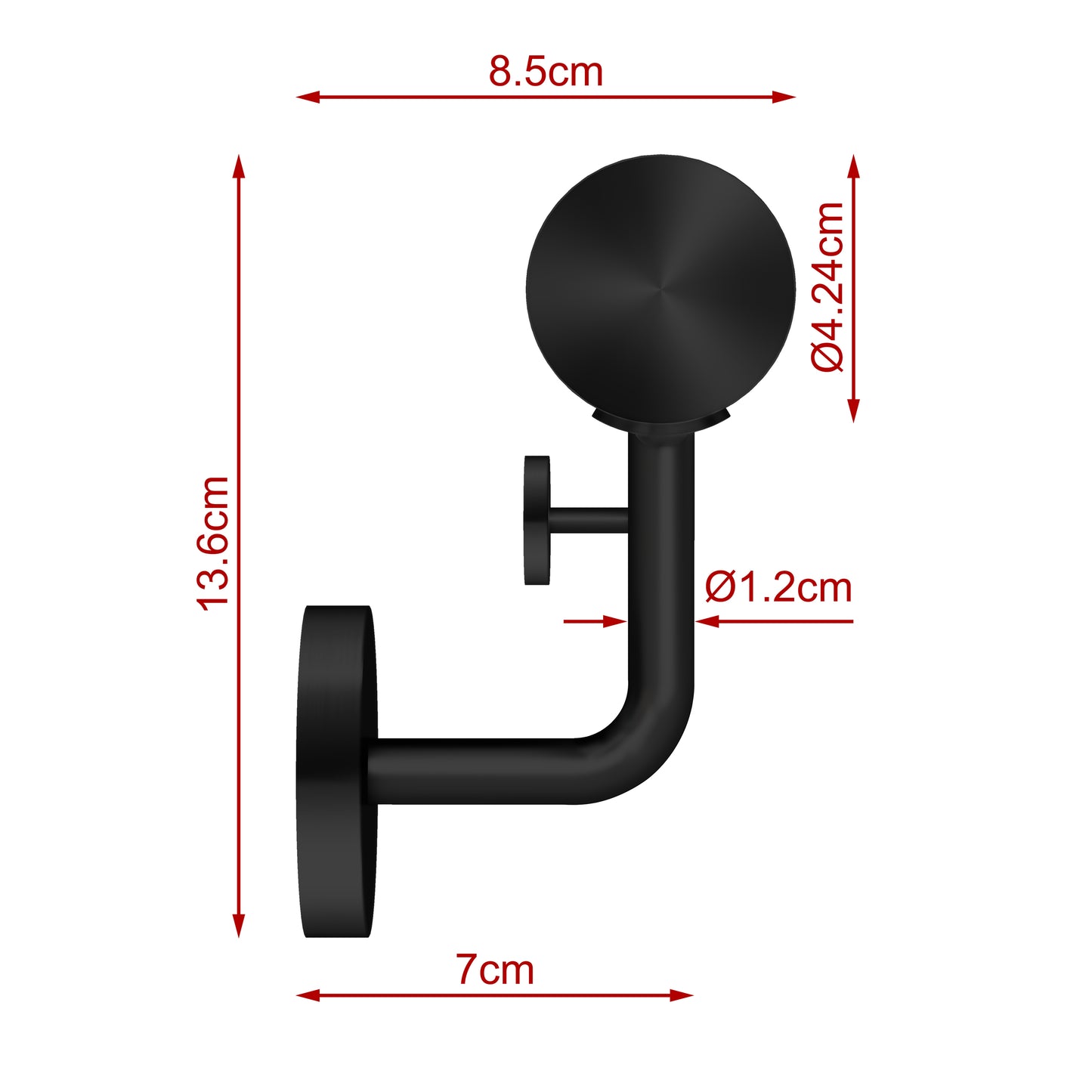 OZEAN Wandhandlauf Edelstahl 80-240 cm | 3mm verstärkte Lasche & 5mm Basis | Silber/Schwarz/Holzoptik