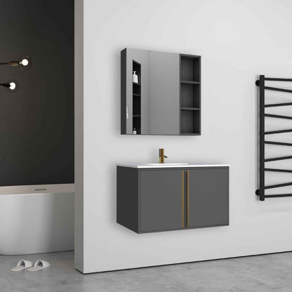 Badmöbel Set 80 cm Weiß Waschbecken mit Unterschrank inkl. 2-Tür Soft-Close Funktion