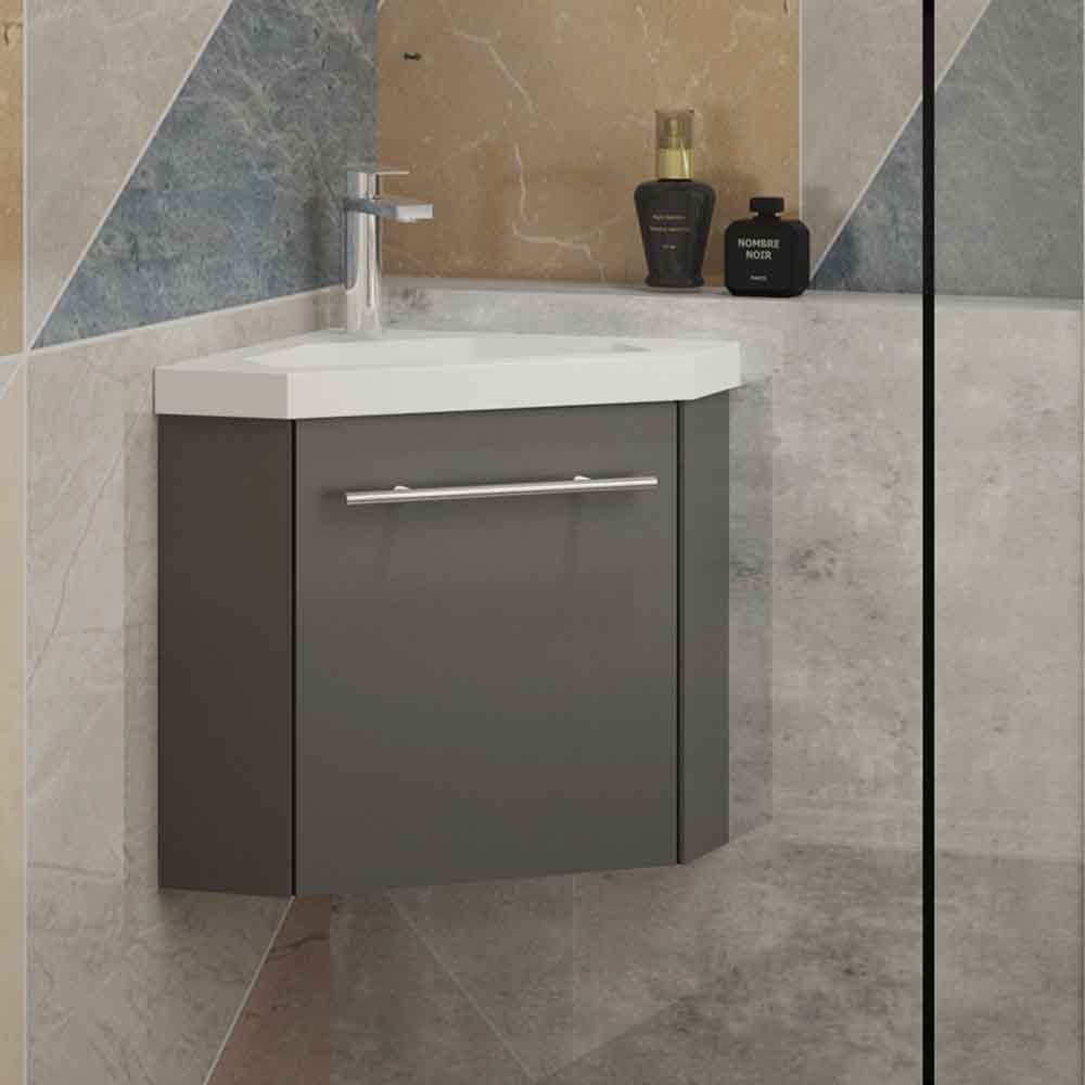 Badmöbel Set 40 cm Anthrazit mitUnterschrank inkl. 1-Tür Soft-Close Funktion