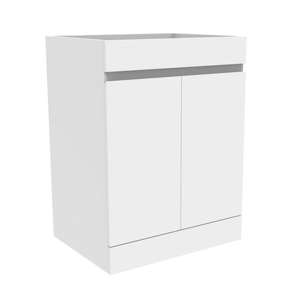 Badmöbel Set 50 cm Breit Weiß Matt Badezimmermöbel Mineralguss waschbecken mit unterschrank 2 Soft-Close Türen Standschrank