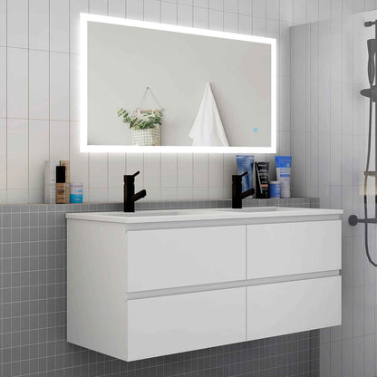 Badmöbel Set 120 cm Weiß Waschbecken mit Unterschrank Soft-Close