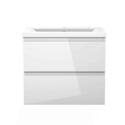 Badmöbel Set 60 cm Vormontiert Hochglanz-Weiß Waschbecken mit Unterschrank inkl. 2-Schubladen Soft-Close Funktion