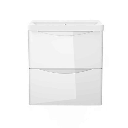 Badmöbel Set 50 cm  Vormontiert Weiß Waschbecken mit Unterschrank inkl. 2-Schubladen Soft-Close Funktion