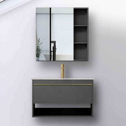 Badmöbel Set 80 cm Weiß Waschbecken mit Unterschrank inkl. 1-Schubladen Soft-Close Funktion