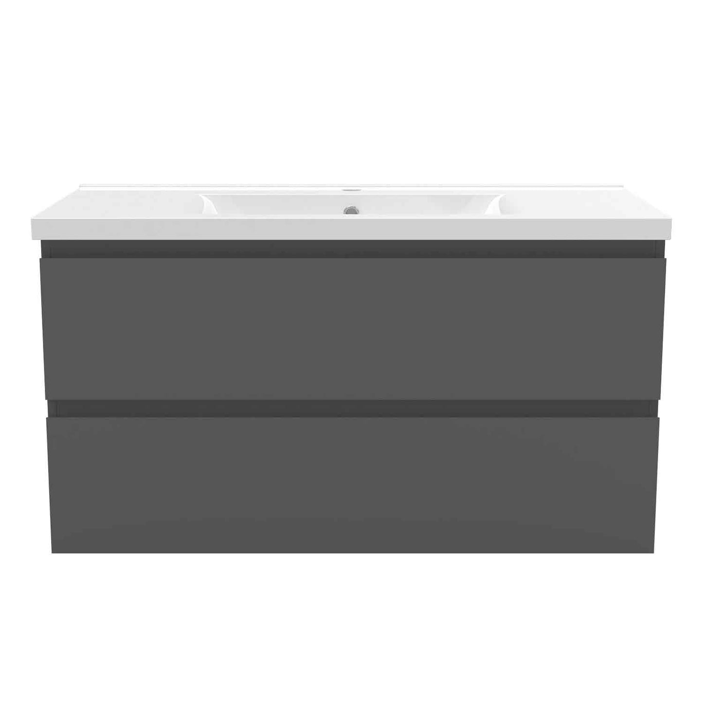Badmöbel Set 100 cm Anthrazit Waschbecken mit Unterschrank Soft-Close