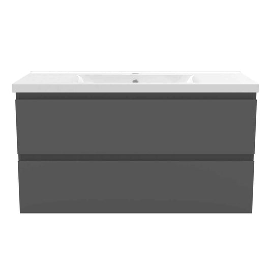 Badmöbel Set 100 cm Anthrazit Waschbecken mit Unterschrank Soft-Close